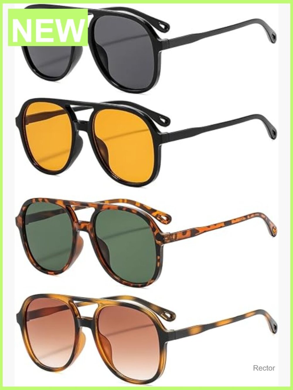 Retro Square Aviator Sunglasses 4 Pack Oversized Vintage Shades